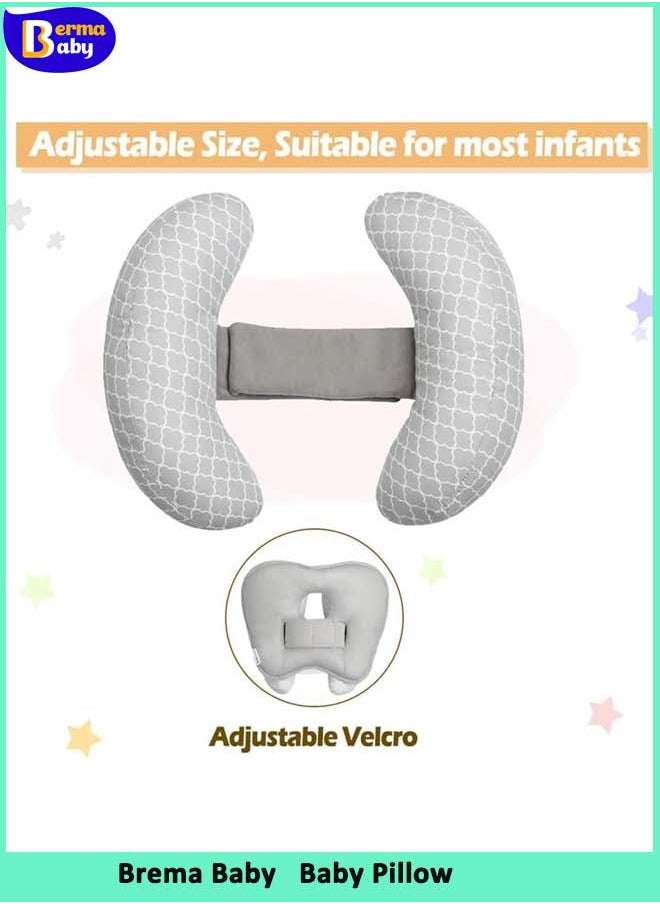 Berma Baby 2 in 1 Baby Head Neck Support Pillow, Banana Shaped Baby Pillow for Head, Adjustable Baby Travel Cushion Head Pillow for Kids Toddler Stroller or Car (Grey)  - Image 2