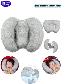 Berma Baby 2 في 1 وسادة دعم رأس الطفل 2 في 1، وسادة رأس للأطفال على شكل موزة للرأس، وسادة رأس للأطفال قابلة للتعديل أثناء السفر لعربة الأطفال الصغار أو السيارة (رمادي)  - Image 1