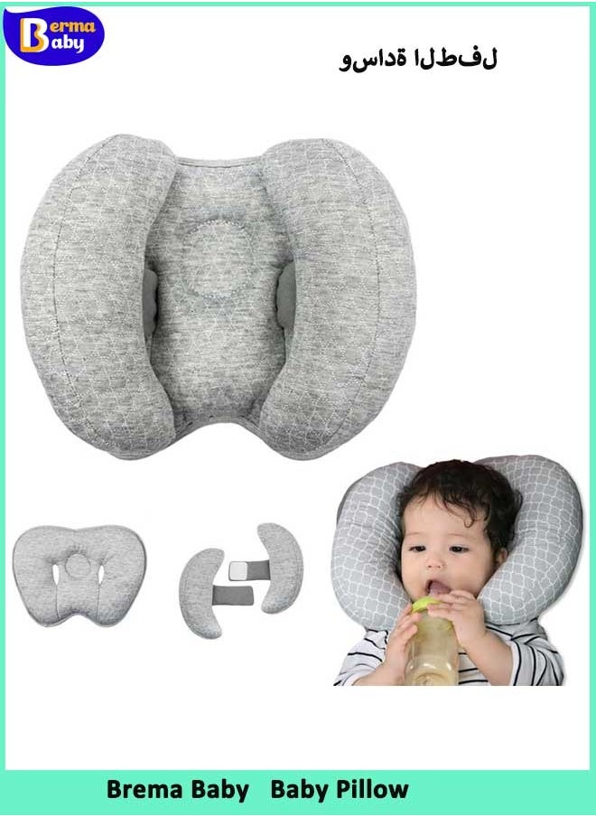 Berma Baby - 2 في 1 وسادة دعم رأس الطفل 2 في 1، وسادة رأس للأطفال على شكل موزة للرأس، وسادة رأس للأطفال قابلة للتعديل أثناء السفر لعربة الأطفال الصغار أو السيارة (رمادي) - Image 1
