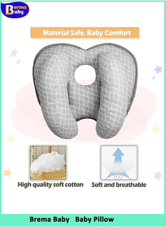 Berma Baby - 2 في 1 وسادة دعم رأس الطفل 2 في 1، وسادة رأس للأطفال على شكل موزة للرأس، وسادة رأس للأطفال قابلة للتعديل أثناء السفر لعربة الأطفال الصغار أو السيارة (رمادي) - Image 1