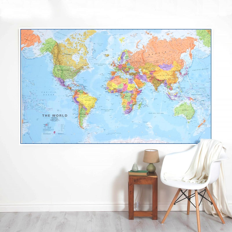 Maps International Giant World Map Poster - Mega-Map of The World - Front Sheet Laminated - 46 x 80 - Updated 2025 - Image 1