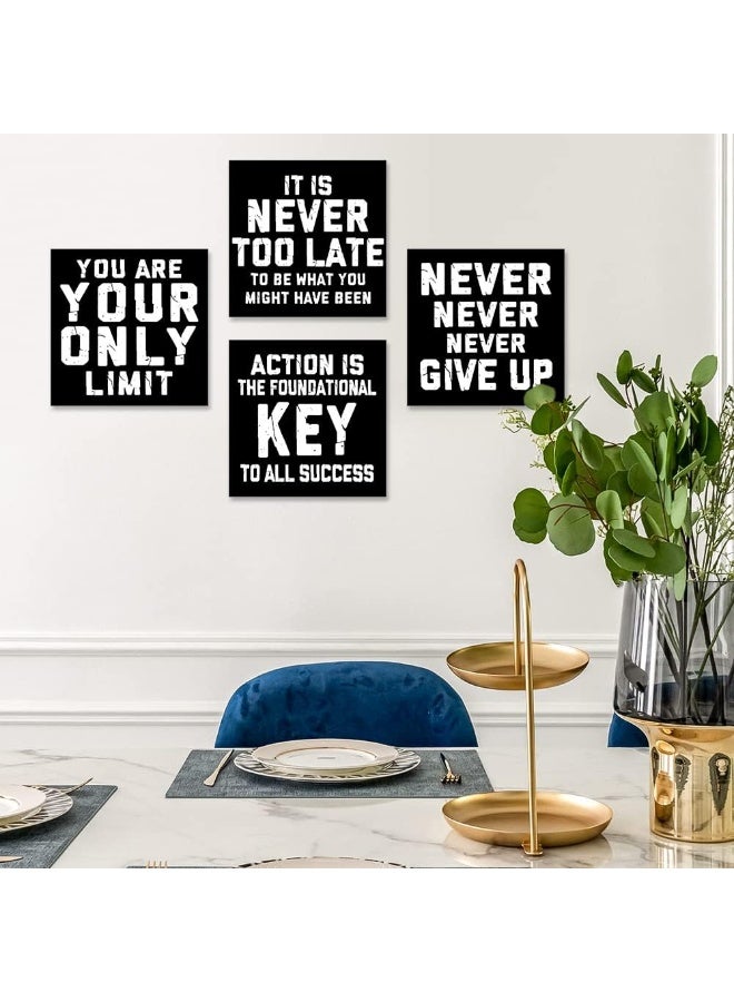 Artscope 4 Pieces Wall Art Canvas Prints - Inspirational Quotes-Black Picture Painting - Modern Wall Artwork Framed for Gifts Bathroom Home Kitchen Office Decor - 30 x 30 CM - Image 5