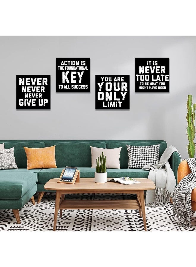 Artscope 4 Pieces Wall Art Canvas Prints - Inspirational Quotes-Black Picture Painting - Modern Wall Artwork Framed for Gifts Bathroom Home Kitchen Office Decor - 30 x 30 CM - Image 2