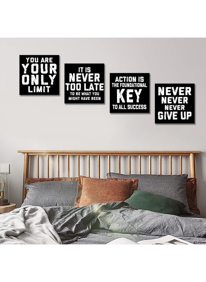 Artscope 4 Pieces Wall Art Canvas Prints - Inspirational Quotes-Black Picture Painting - Modern Wall Artwork Framed for Gifts Bathroom Home Kitchen Office Decor - 30 x 30 CM - Image 3