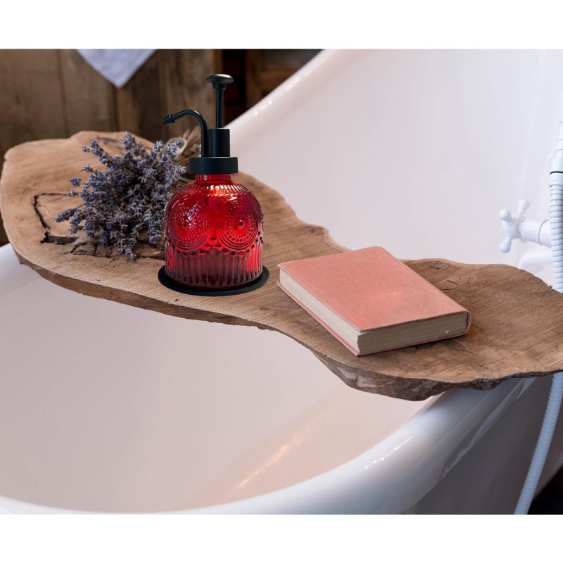 Birugen Vintage Soap Dispenser for Bathroom,Glass Kitchen Soap Dispenser with Pump,Farmhouse Antique,Cute Small Rustic Decor (Red) - Image 4