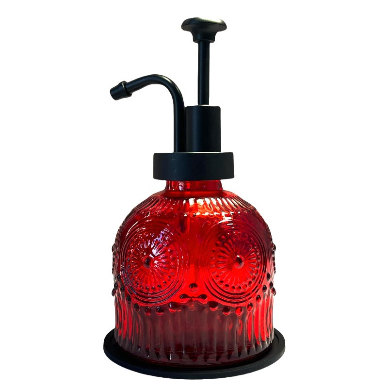 Birugen Vintage Soap Dispenser for Bathroom,Glass Kitchen Soap Dispenser with Pump,Farmhouse Antique,Cute Small Rustic Decor (Red) - Image 1