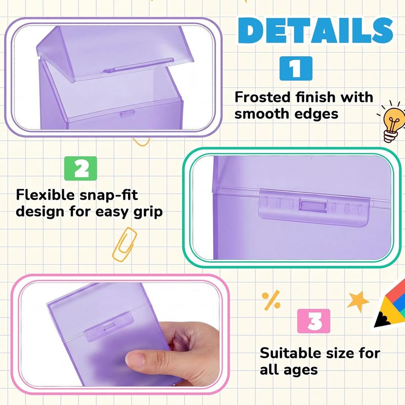 Clabby 24 Pcs Plastic Crayon Organizer Case for 24 Count Crayons Kids Art Supply Storage Box with Lid, Portable Holder for Classroom Home Travel, Fits Standard 24-Pack Crayon (Purple) - Image 3