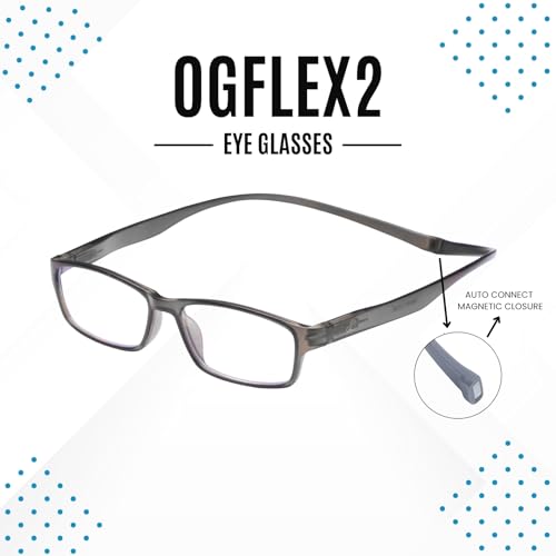 AEC OGFlex2 Magnetic Neck Resting Reading Glasses | Blue Light Blocking Spectacles | Portable Unisex Eyewear for Men & Women | (Grey, +1.50) - Image 5