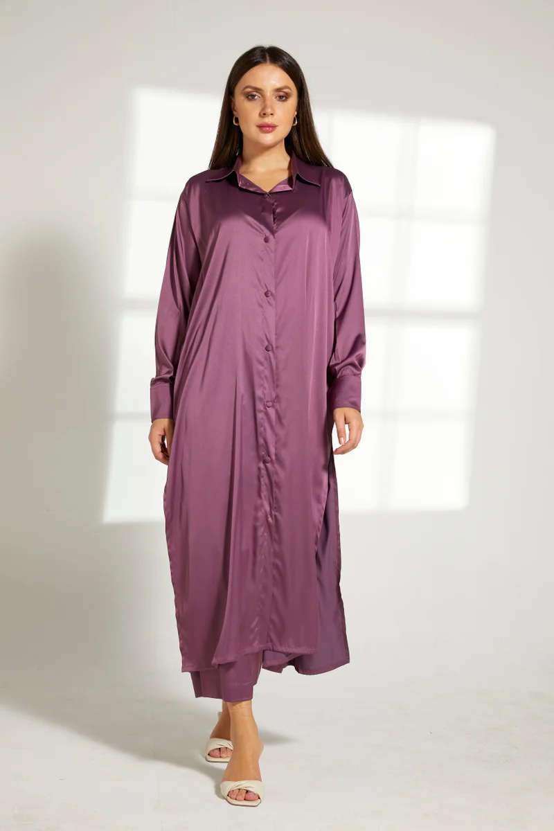 مويستريت طقم بلوزة طويلة بأزرار وسروال