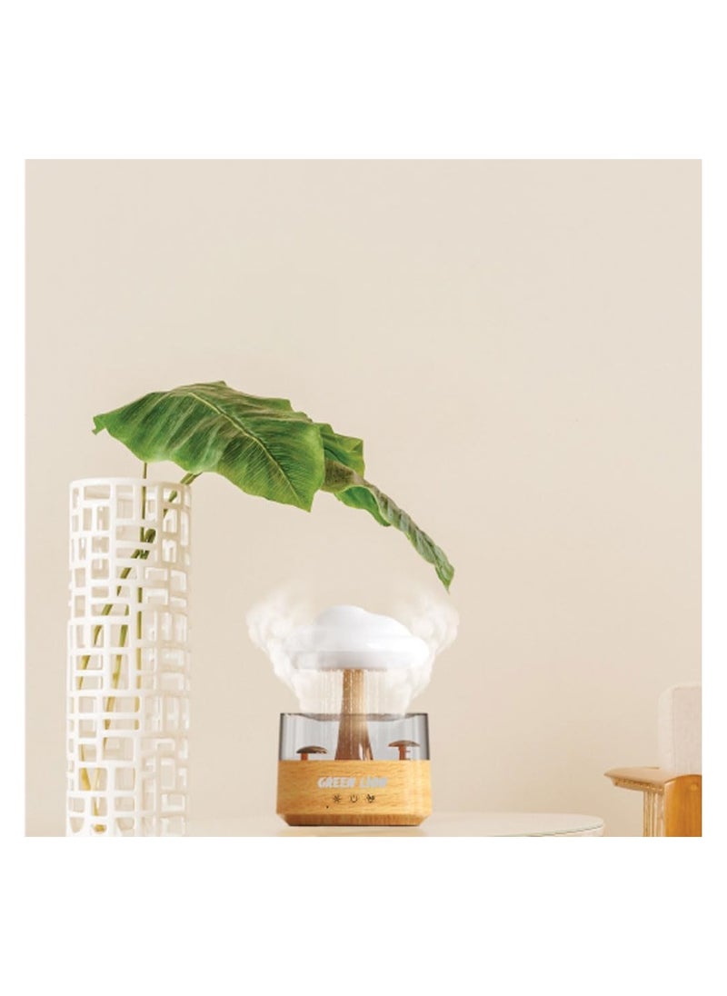 GREEN LION - Green Lion RAIN CLOUD Diffuser, 3 Mode, Timing Protection, Automatic Shutdown, 300ml Capacity, Delicate Moisture, Colorful Ambiance Lights, Durable Material - Wood - Image 1