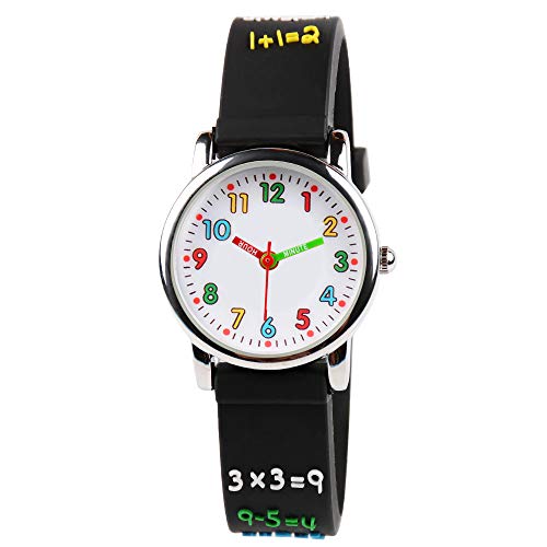 Venhoo Kids Watches 3D Cute Cartoon Waterproof Silicone Children Toddler Wrist Watches for Boys Little Child-Black Number - Image 1