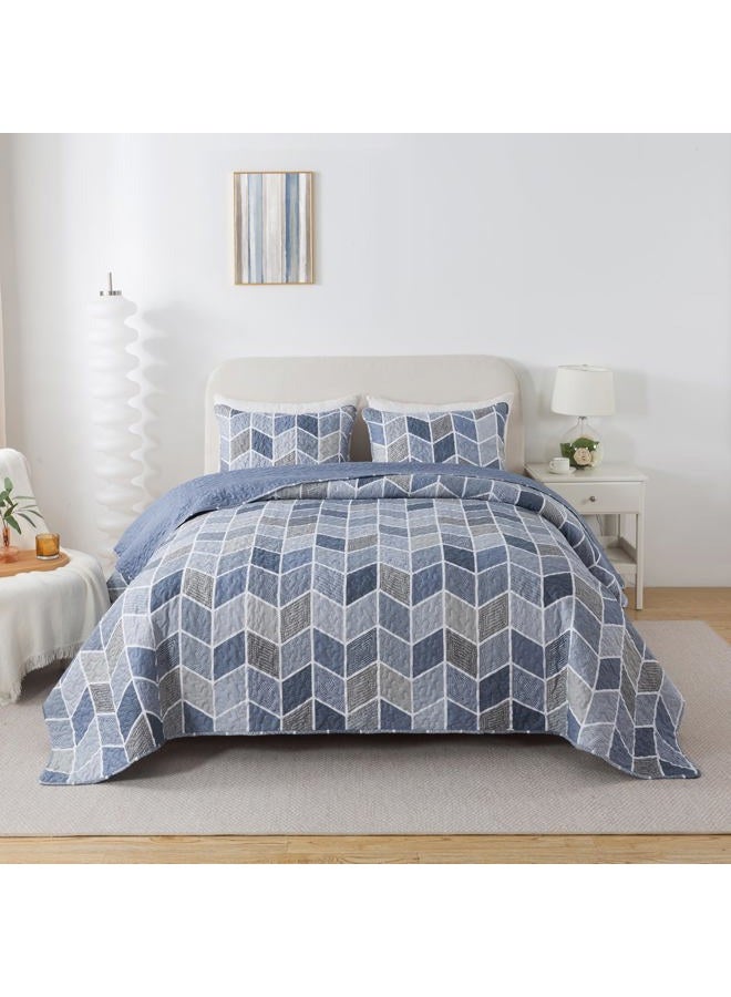 SLPR Heather 3-Piece Lightweight Printed Quilt Set (King) | with 2 Shams Pre-Washed All-Season Machine Washable Bedspread Coverlet - Image 2