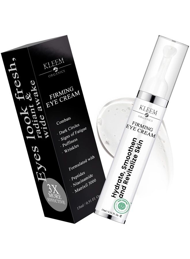 Kleem Organics Anti Aging Eye Cream for Dark Circles and Puffiness that Reduces Eye Bags, Crow's Feet, Fine Lines & Sagginess - Natural Hydrating Under Eye Cream for Wrinkles with Caffeine -0.51 fl oz - Image 1