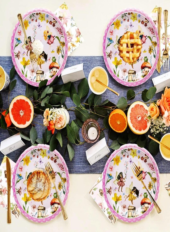 HSPAIDYP 50Pcs Fairy Birthday Paper Plates Fairy Party Supplies 7inch Flower Fairy Plates for Fairies Enchanted Themed Baby Shower Garden flower Spring Bridal Shower Wedding Birthday Party Decorations - Image 5