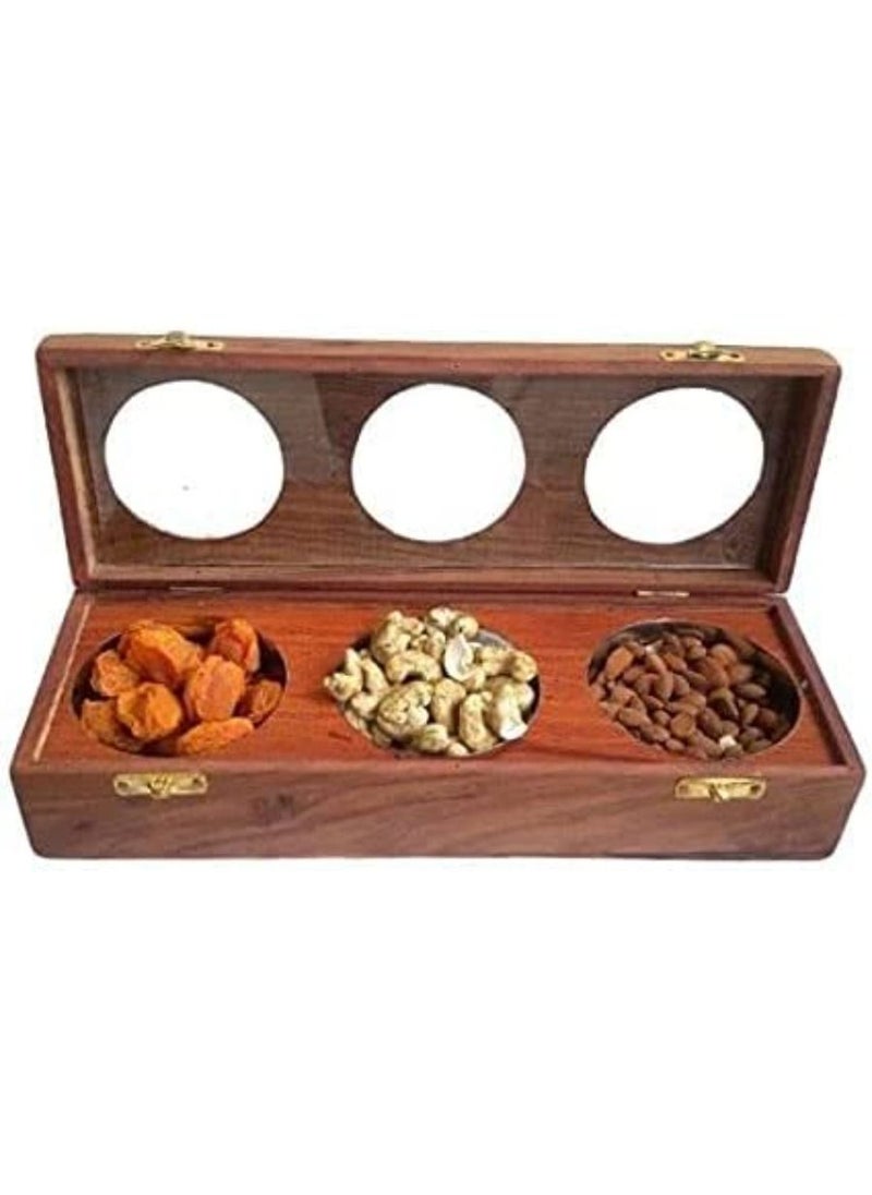 QUESERA - Handcrafted Dry Fruit Storage Box   Storage Container with lid Serving Box Dry Fruit Tray Dry Fruit Container Masala Box for Kitchen - Image 1