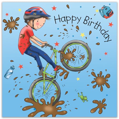 Twizler Happy Birthday Card with Mountain Bike - Boys Birthday Card - Happy Birthday Card Boy - Birthday Card for Boy - Sporty Childrens Birthday Cards - Son Birthday Presents Grandson - Image 2