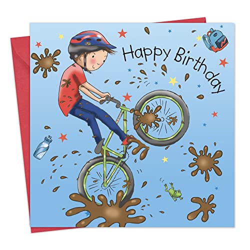 Twizler Happy Birthday Card with Mountain Bike - Boys Birthday Card - Happy Birthday Card Boy - Birthday Card for Boy - Sporty Childrens Birthday Cards - Son Birthday Presents Grandson - Image 1