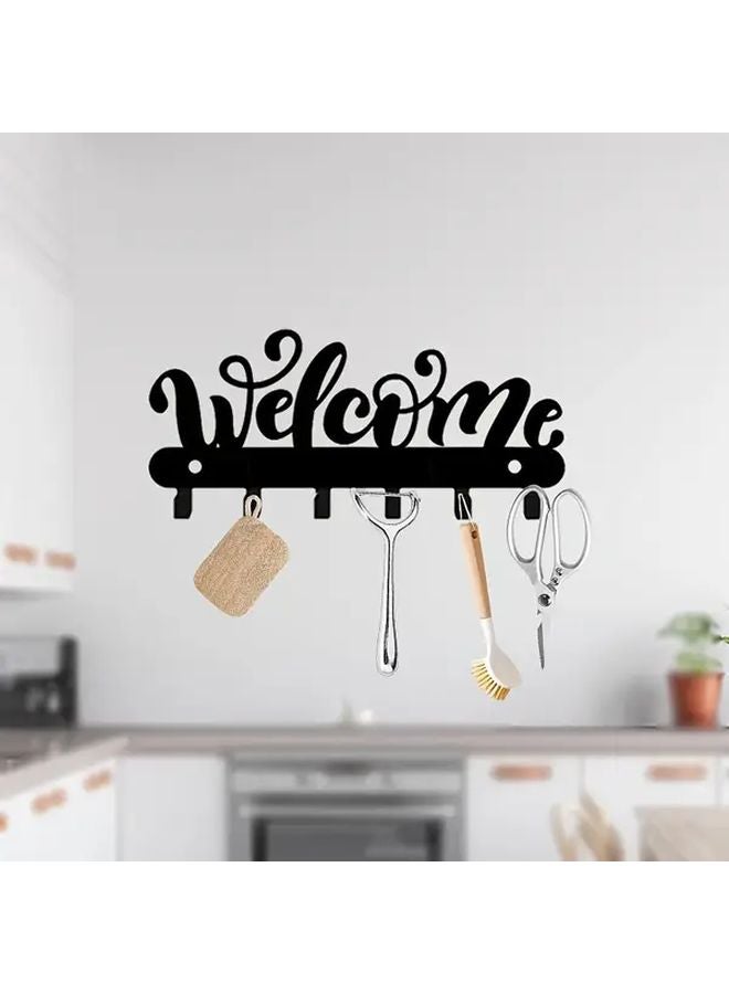 Black Metal Wall Mounted Key Holder Hook For Coats Hats Towels Bags Umbrellas - Image 2