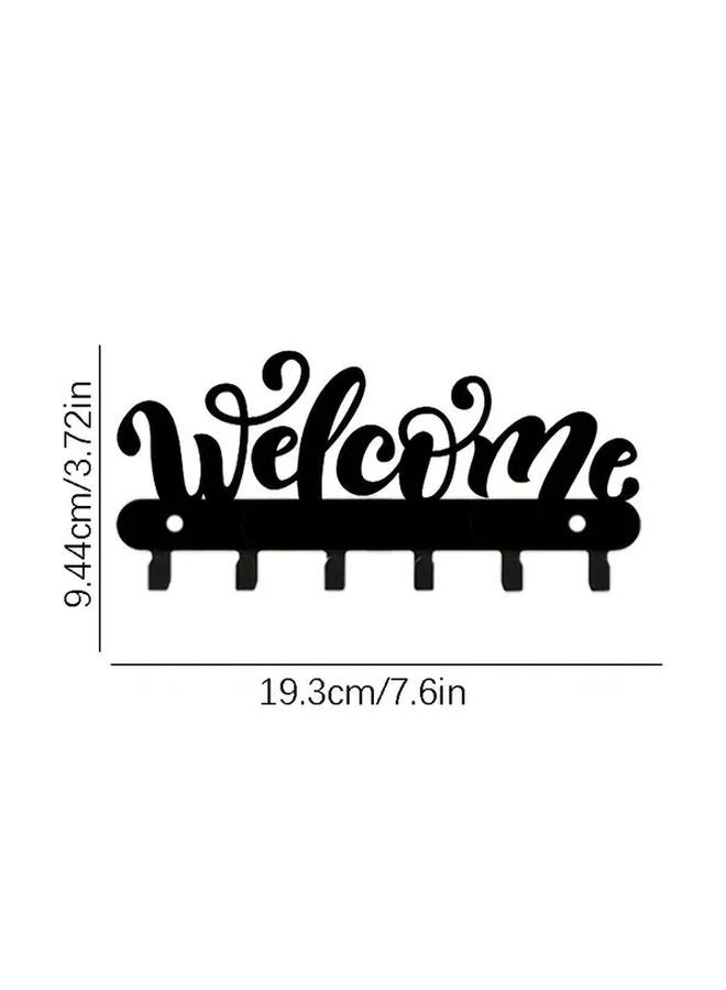 Black Metal Wall Mounted Key Holder Hook For Coats Hats Towels Bags Umbrellas - Image 1