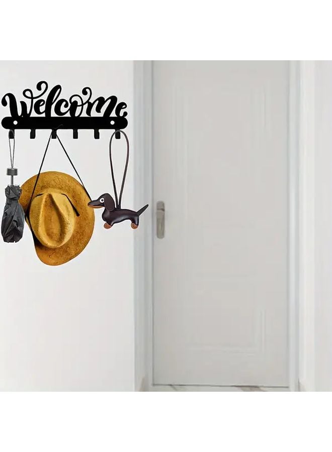 Black Metal Wall Mounted Key Holder Hook For Coats Hats Towels Bags Umbrellas - Image 4