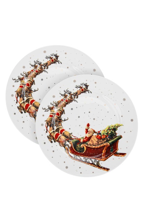 2-Piece Dinner Plate 19.5cm, Christmas Holiday Season Collection Dinnerware