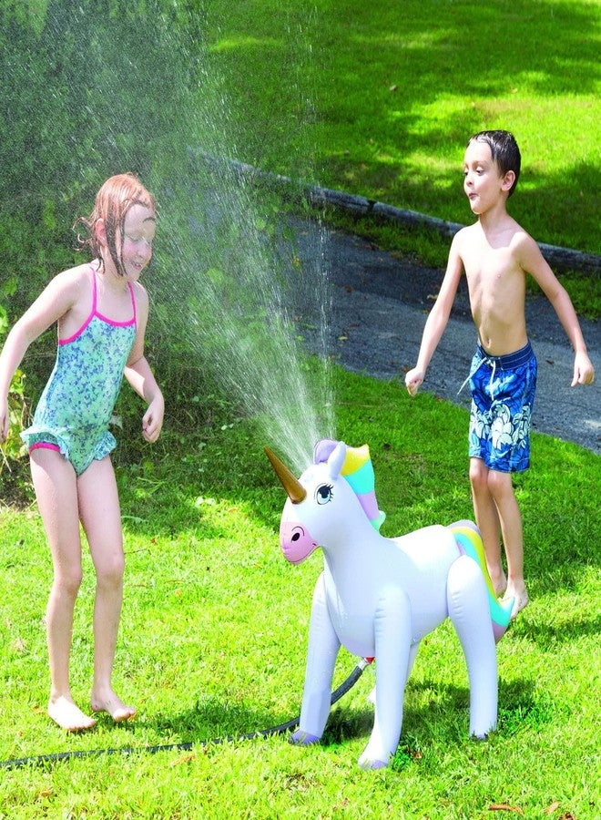 Etna Inflatable Unicorn Sprinkler - Fun Outdoor Water Toy for Kids Attaches to Garden Hose, 33 1/2" High - Image 2