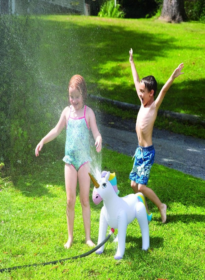 Etna Inflatable Unicorn Sprinkler - Fun Outdoor Water Toy for Kids Attaches to Garden Hose, 33 1/2" High - Image 3