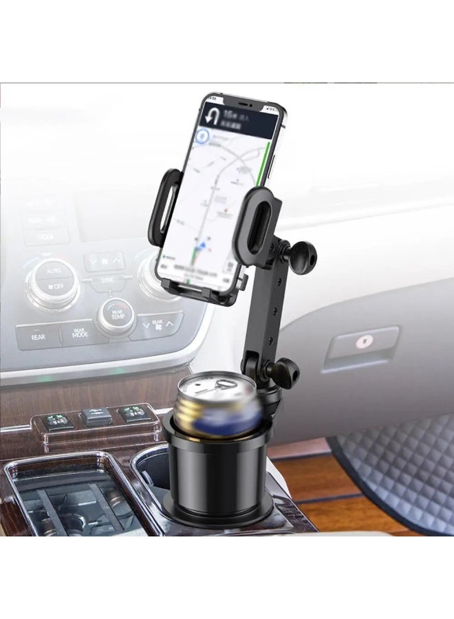 حامل أكواب السيارة 2 في 1 مع حامل هاتف، ملحق داخلي متعدد الاستخدامات وقابل للتعديل، حامل عالمي للزجاجات والمشروبات - Image 4