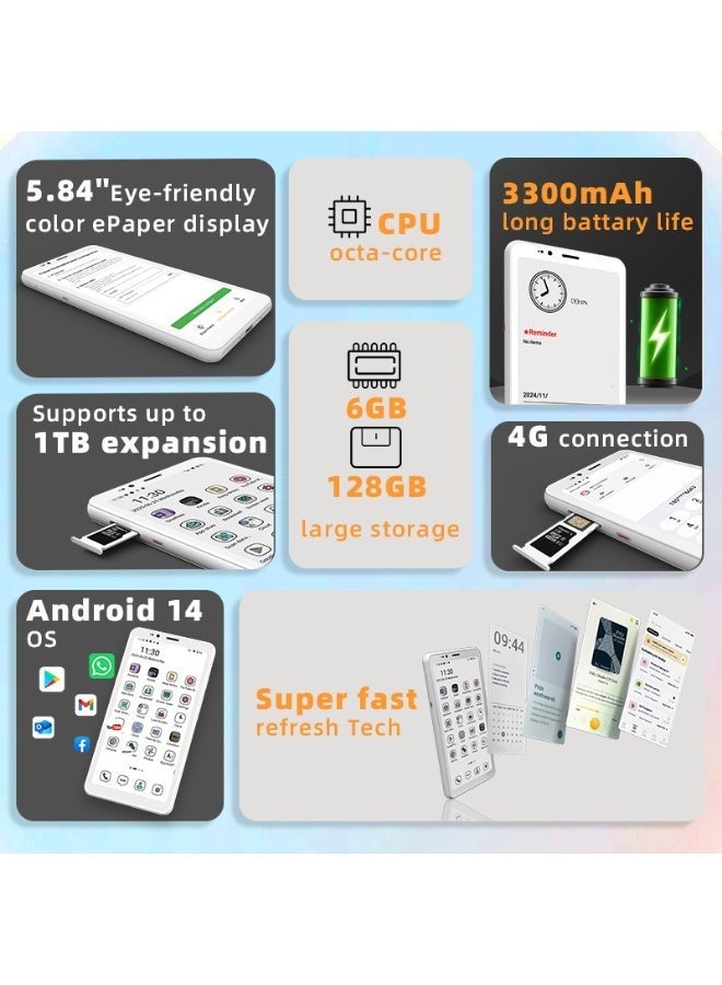 Bigme 5.84'' Hibreak S color eink 4G epaper reader support 4G connectivity  with Android 14 OS 6+128GB storage ebook reader - Image 2