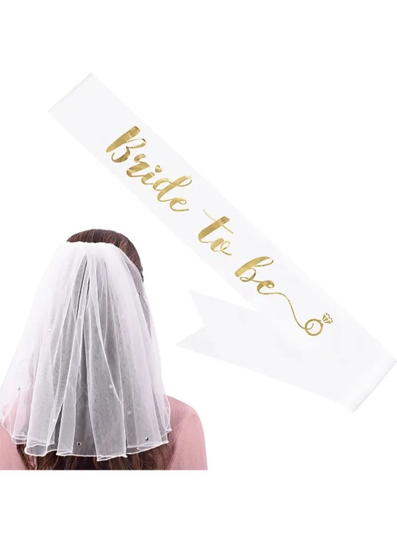 Buna وشاح العروس المراد طباعته مع مجموعة حجاب بطول الكتف - Image 1