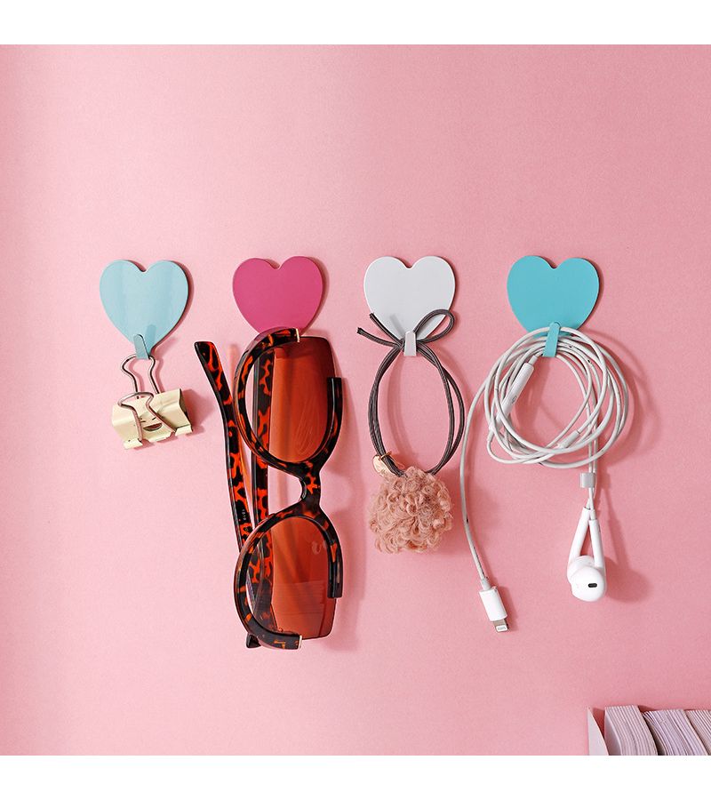 White Heart Shaped Hook Storage Rack With Sturdy Organizer For Hanging Keys Clothes Towels - Image 4