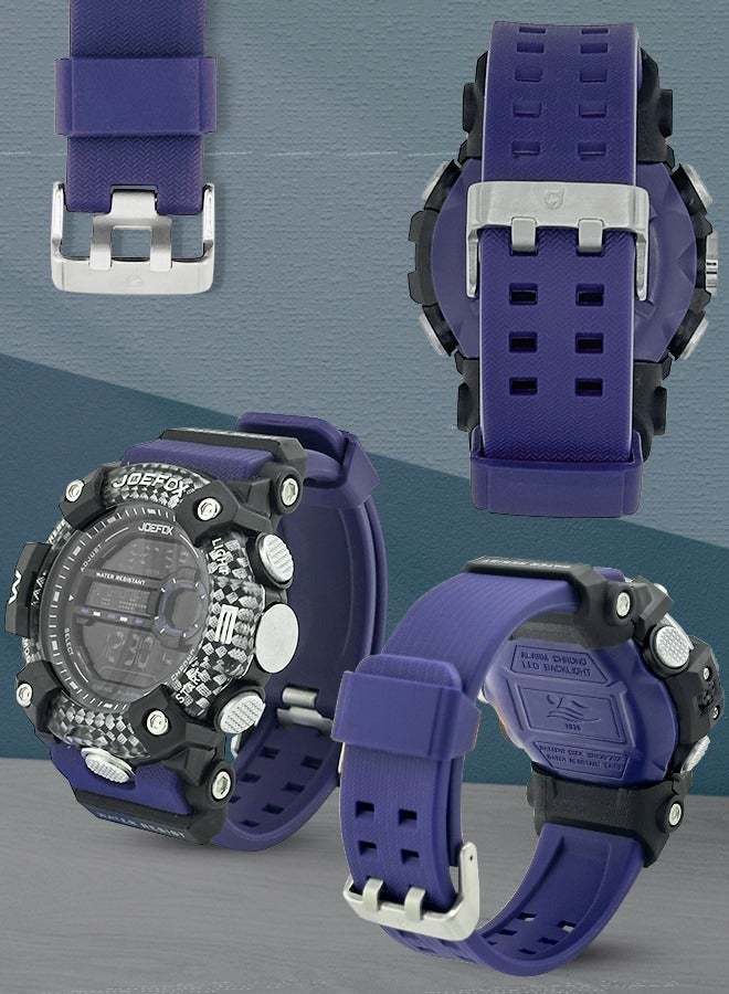 JoeFox Digital LED Sports Watch for Men Shock Resist Alarm Chrono LED Backlight Stopwatch 50M Waterproof Outdoor Sport Watch  Multifunction Classical Sports Watch Blue  - Image 4