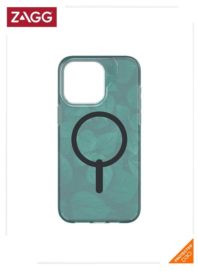 ZAGG - Milan Snap iPhone 15 Protective Cell Phone Durable Graphene Case, MagSafe Compatible Case with Slim Anti-Yellowing Scratch-Resistant - Leaf - Image 1