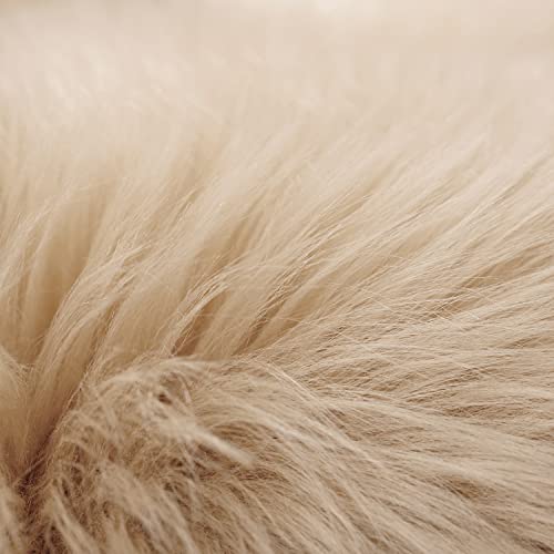 SERISSA Faux Sheepskin Fur Area Rug Beige Fur Chair Cover Seat Pad Small Fuzzy Rug for Bedroom Floor Sofa Living Room Decor 2x3 Feet - Image 4