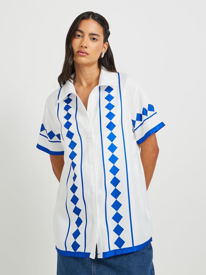 Take Two Take Two Printed Short Sleeve Oversized Shirt  - Image 3