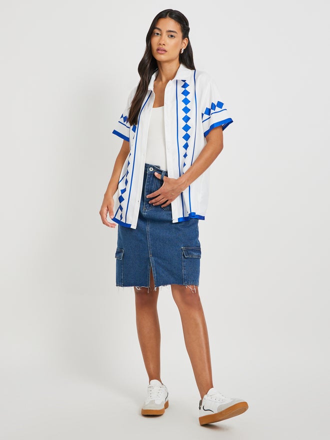 Take Two Take Two Printed Short Sleeve Oversized Shirt  - Image 2