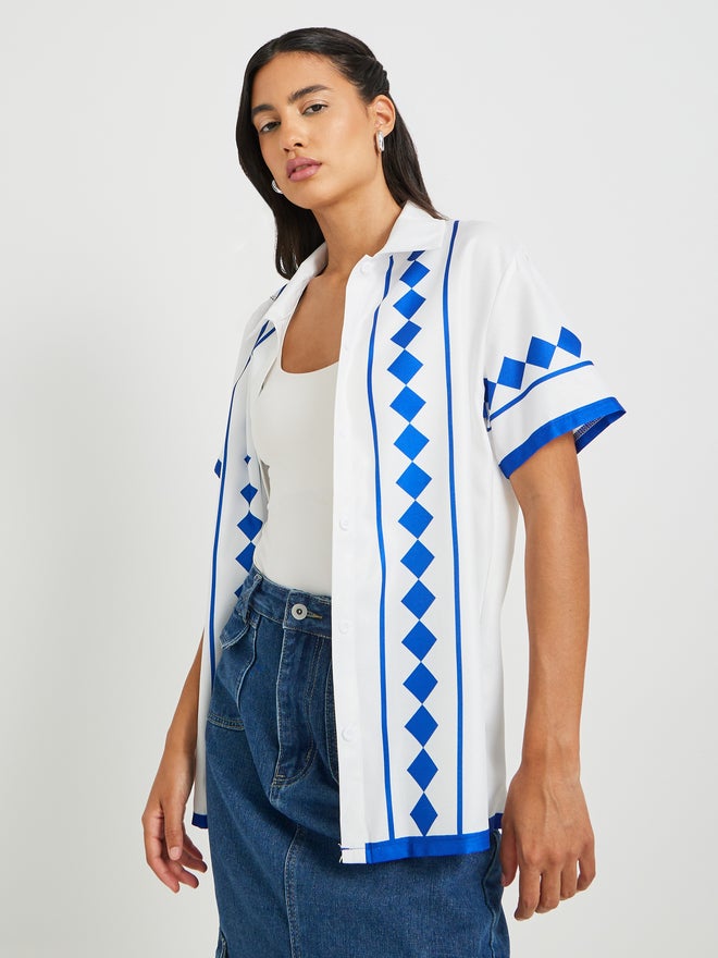 Take Two Take Two Printed Short Sleeve Oversized Shirt  - Image 1