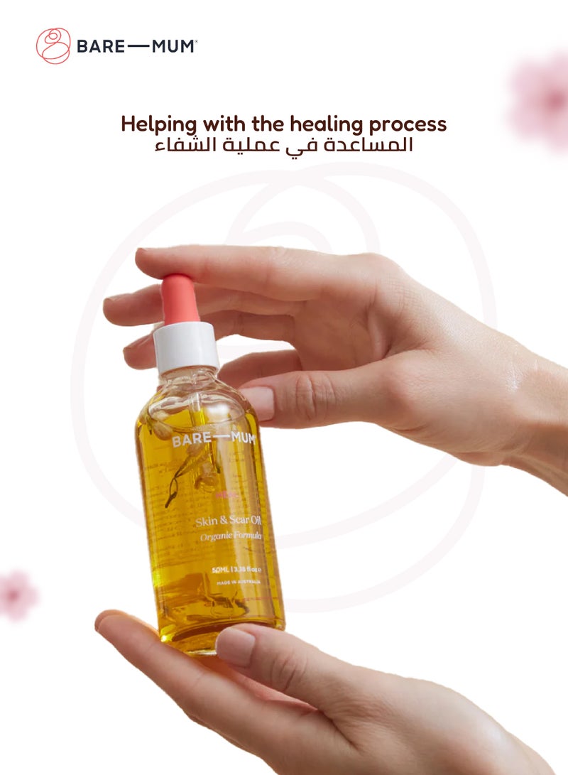 BARE-MUM Skin & Scar Oil | Organic Formula | Fast Absorbing | Non-Greasy | Reduces Stretch Marks & Scars | Hydrates & Nourishes Skin | 50ml | Natural Ingredients - Image 5