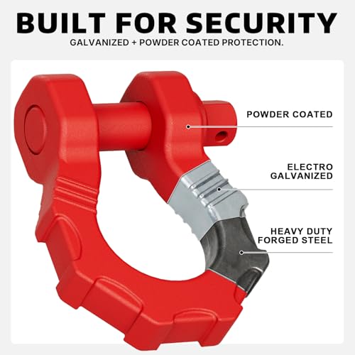 AUTOBOTS D Ring Shackles 80,000 Lbs Break Strength Heavy Duty 3/4” Clevis Shackle with 7/8 Pin for Tow Strap, Winch, Off-Road Recovery Towing Shackles (2 Pack) Red - Image 3