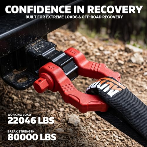 AUTOBOTS D Ring Shackles 80,000 Lbs Break Strength Heavy Duty 3/4” Clevis Shackle with 7/8 Pin for Tow Strap, Winch, Off-Road Recovery Towing Shackles (2 Pack) Red - Image 2