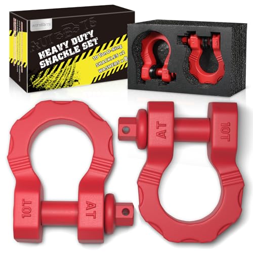 AUTOBOTS D Ring Shackles 80,000 Lbs Break Strength Heavy Duty 3/4” Clevis Shackle with 7/8 Pin for Tow Strap, Winch, Off-Road Recovery Towing Shackles (2 Pack) Red - Image 1