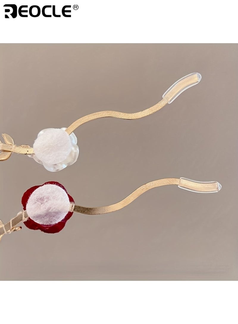 ريوكل عصابة رأس نسائية مرصعة باللؤلؤ الوردي بتصميم فرنسي عتيق ولمسة نهائية فاخرة، إكسسوار شعر نسائي بمشبك تثبيت آمن للاستخدام اليومي غير الرسمي (مقاس واحد) - Image 5