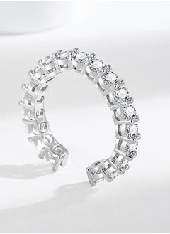 Generic Diamond ring, starry sky stone ring, 18K white gold ring, suitable for men and women, cubic zirconia ring, pigeon egg ring, adjustable,  - Image 3