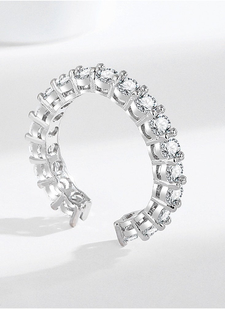 Generic - Diamond ring, starry sky stone ring, 18K white gold ring, suitable for men and women, cubic zirconia ring, pigeon egg ring, adjustable, - Image 1