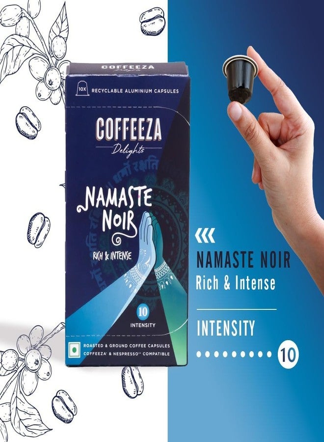 COFFEEZA Delights Namaste Noir Coffee Capsules (Budget-Friendly) Nespresso Compatible Coffee Capsules|20 Coffee Pods, 180 Gram - Image 2