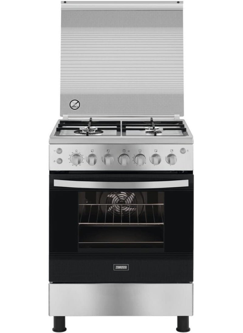 ZANUSSI Zanussi Freestanding Gaz Cooker – 4 Burners, Stainless Steel, 60cm – ZCG61296XA  - Image 1