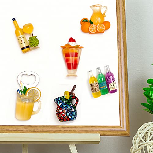 DANVON 6-Pack Fruit Juice Fridge Magnets 3D Resin Magnet Refrigerator Stickers Champagne Bottle Opener Juice Cup Wine Glass for Refrigerators, Whiteboards, Maps and Other Magnetic Items - Image 5