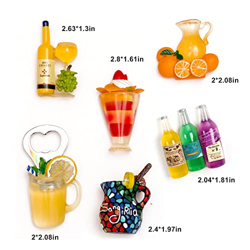 DANVON 6-Pack Fruit Juice Fridge Magnets 3D Resin Magnet Refrigerator Stickers Champagne Bottle Opener Juice Cup Wine Glass for Refrigerators, Whiteboards, Maps and Other Magnetic Items - Image 2