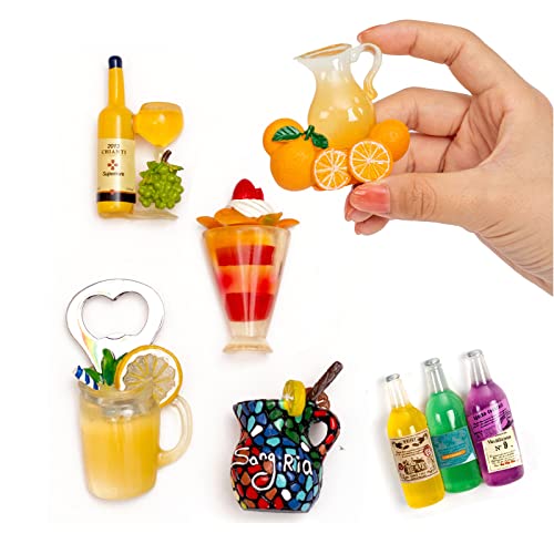 DANVON 6-Pack Fruit Juice Fridge Magnets 3D Resin Magnet Refrigerator Stickers Champagne Bottle Opener Juice Cup Wine Glass for Refrigerators, Whiteboards, Maps and Other Magnetic Items - Image 1