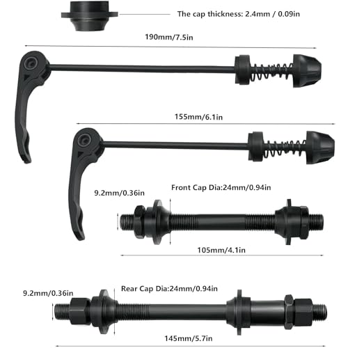 Freefly Free-fly MTB Quick Release Bicycle Hub, Road Mountain Bike Front & Rear Axle Hollow Shaft Set with Standard Spacing (1 Pair, 4 Piece) - Image 2